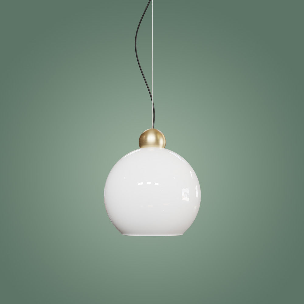 Globe Sarkıt Mat Pirinç Parlak Beyaz - 35 CM