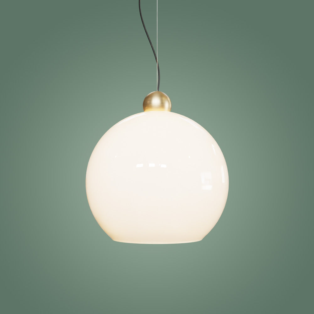 Globe Sarkıt Mat Pirinç Parlak Beyaz - 35 CM