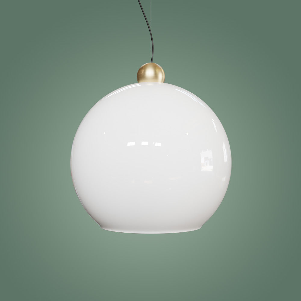 Globe Sarkıt Mat Pirinç Parlak Beyaz - 35 CM